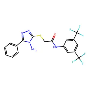 2-[(4-amino-5-phenyl-4H-1,2,4-triazol-3-yl)sulfanyl]-N-[3,5-bis(trifluoromethyl)phenyl]acetamide structure