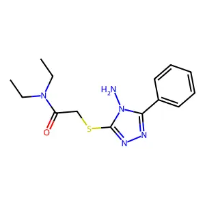 2-(4-amino-5-phenyl(1,2,4-triazol-3-ylthio))-N,N-diethylacetamide structure