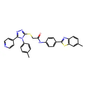 N-[4-(6-methyl-1,3-benzothiazol-2-yl)phenyl]-2-{[4-(4-methylphenyl)-5-(pyridin-4-yl)-4H-1,2,4-triazol-3-yl]sulfanyl}acetamide structure