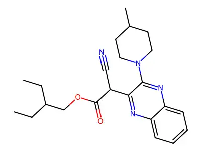 2-Ethylbutyl 2-cyano-2-(3-(4-methylpiperidin-1-yl)quinoxalin-2-yl)acetate structure