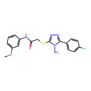 2-[4-amino-5-(4-fluorophenyl)(1,2,4-triazol-3-ylthio)]-N-(3-methoxyphenyl)acet amide structure