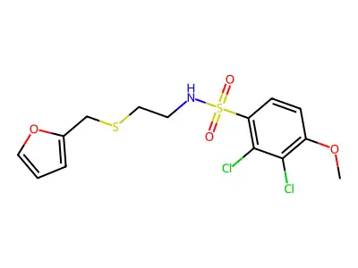 2,3-dichloro-N-{2-[(2-furylmethyl)sulfanyl]ethyl}-4-methoxybenzenesulfonamide structure
