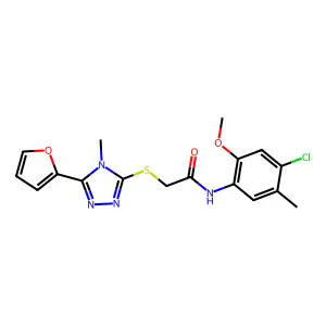 N-(4-chloro-2-methoxy-5-methylphenyl)-2-{[5-(furan-2-yl)-4-methyl-4H-1,2,4-triazol-3-yl]sulfanyl}acetamide structure