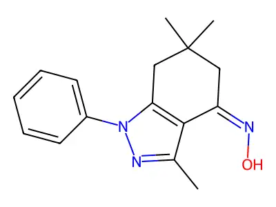 (NZ)-N-(3,6,6-trimethyl-1-phenyl-5,7-dihydroindazol-4-ylidene)hydroxylamine structure