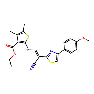 (Z)-ethyl 2-((2-cyano-2-(4-(4-methoxyphenyl)thiazol-2-yl)vinyl)amino)-4,5-dimethylthiophene-3-carboxylate structure