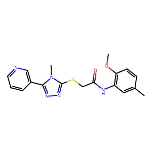 N-(2-methoxy-5-methylphenyl)-2-{[4-methyl-5-(pyridin-3-yl)-4H-1,2,4-triazol-3-yl]sulfanyl}acetamide structure