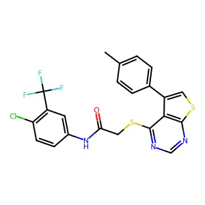 N-[4-chloro-3-(trifluoromethyl)phenyl]-2-{[5-(4-methylphenyl)thieno[2,3-d]pyrimidin-4-yl]sulfanyl}acetamide structure