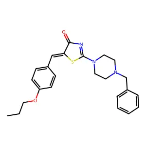 (5E)-2-(4-benzylpiperazin-1-yl)-5-[(4-propoxyphenyl)methylidene]-1,3-thiazol-4-one structure