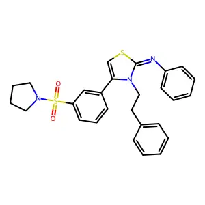 N-[(2Z)-3-(2-phenylethyl)-4-[3-(pyrrolidin-1-ylsulfonyl)phenyl]-1,3-thiazol-2(3H)-ylidene]aniline structure