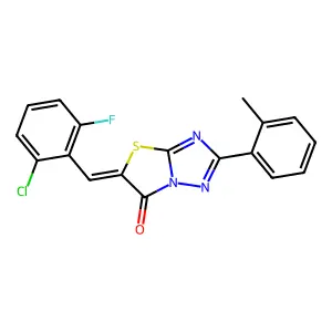 (5Z)-5-(2-chloro-6-fluorobenzylidene)-2-(2-methylphenyl)[1,3]thiazolo[3,2-b][1,2,4]triazol-6(5H)-one structure