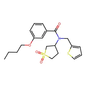 3-butoxy-N-(1,1-dioxidotetrahydrothiophen-3-yl)-N-(thiophen-2-ylmethyl)benzamide structure