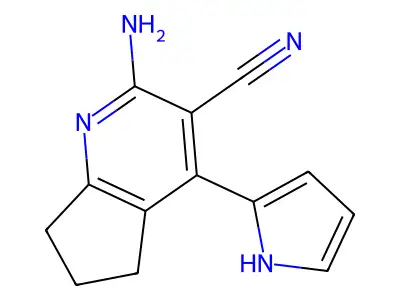 2-amino-4-(1H-pyrrol-2-yl)-6,7-dihydro-5H-cyclopenta[b]pyridine-3-carbonitrile structure