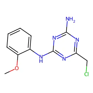 6-(chloromethyl)-N-(2-methoxyphenyl)-1,3,5-triazine-2,4-diamine structure