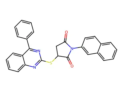 1-(Naphthalen-2-yl)-3-[(4-phenylquinazolin-2-yl)sulfanyl]pyrrolidine-2,5-dione structure