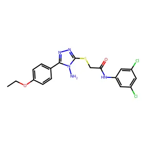 2-[4-amino-5-(4-ethoxyphenyl)(1,2,4-triazol-3-ylthio)]-N-(3,5-dichlorophenyl)a cetamide structure