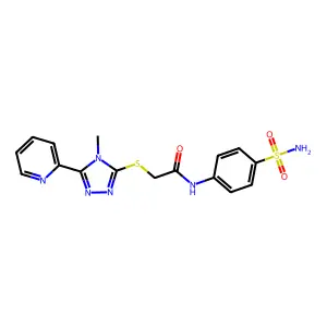 2-{[4-methyl-5-(pyridin-2-yl)-4H-1,2,4-triazol-3-yl]sulfanyl}-N-(4-sulfamoylphenyl)acetamide structure