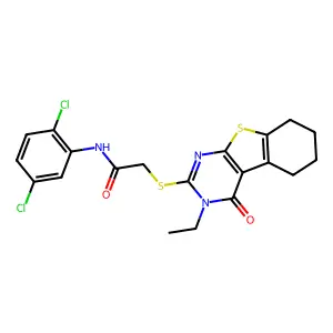 N-(2,5-Dichlorophenyl)-2-((3-ethyl-4-oxo-3,4,5,6,7,8-hexahydrobenzo[4,5]thieno[2,3-d]pyrimidin-2-yl)thio)acetamide structure