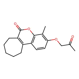 4-methyl-3-(2-oxopropoxy)-8,9,10,11-tetrahydrocyclohepta[c]chromen-6(7H)-one structure