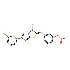 3-{(Z)-[2-(3-chlorophenyl)-6-oxo[1,3]thiazolo[3,2-b][1,2,4]triazol-5(6H)-ylidene]methyl}phenyl acetate structure