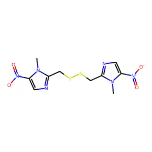 2,2'-(Dithiobis(methylene))bis(1-methyl-5-nitro-1H-imidazole) structure