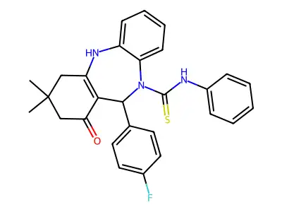6-(4-fluorophenyl)-9,9-dimethyl-7-oxo-N-phenyl-6,8,10,11-tetrahydrobenzo[b][1,4]benzodiazepine-5-carbothioamide structure