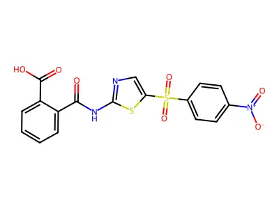 2-{[5-(4-Nitrobenzene-1-sulfonyl)-1,3-thiazol-2-yl]carbamoyl}benzoic acid structure