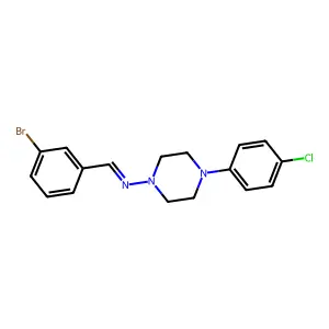 N-(3-bromobenzylidene)-4-(4-chlorophenyl)piperazin-1-amine structure