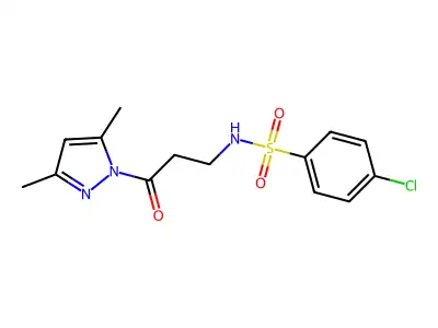 4-chloro-N-[3-(3,5-dimethylpyrazol-1-yl)-3-oxopropyl]benzenesulfonamide structure