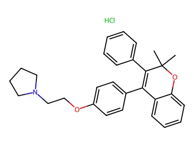 1-(2-(4-(2,2-Dimethyl-3-phenyl-2H-1-benzopyran-4-yl)phenoxy)ethyl)pyrrolidine hydrochloride structure