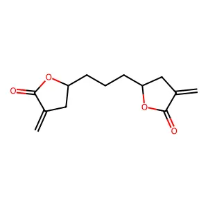5,5'-(Propane-1,3-diyl)bis(3-methylideneoxolan-2-one) structure