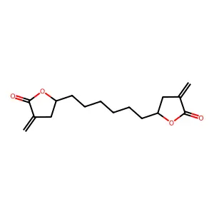 5,5'-(Hexane-1,6-diyl)bis(3-methylideneoxolan-2-one) structure