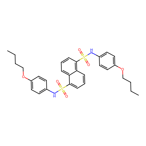 N,N'-bis(4-butoxyphenyl)naphthalene-1,5-disulfonamide structure