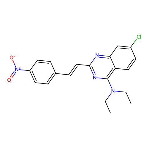 4-Quinazolinamine, 7-chloro-N,N-diethyl-2-(2-(4-nitrophenyl)ethenyl)- structure
