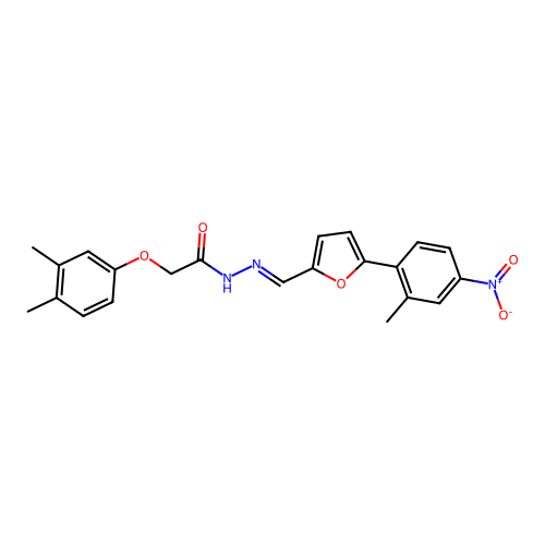 2-(3,4-dimethylphenoxy)-N'-{(E)-[5-(2-methyl-4-nitrophenyl)furan-2-yl]methylidene}acetohydrazide structure