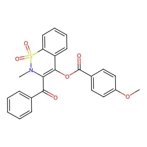 3-benzoyl-2-methyl-1,1-dioxido-2H-1,2-benzothiazin-4-yl 4-methoxybenzoate structure