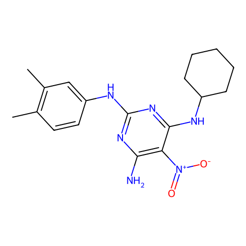 {6-Amino-2-[(3,4-dimethylphenyl)amino]-5-nitropyrimidin-4-yl}cyclohexylamine structure