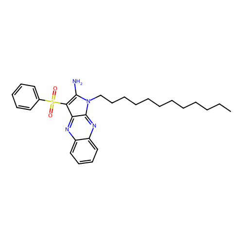 1-dodecyl-3-(phenylsulfonyl)-1H-pyrrolo[2,3-b]quinoxalin-2-amine structure