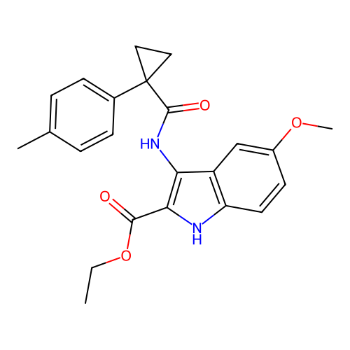 ethyl 5-methoxy-3-({[1-(4-methylphenyl)cyclopropyl]carbonyl}amino)-1H-indole-2-carboxylate structure