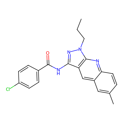 4-chloro-N-(6-methyl-1-propyl-1H-pyrazolo[3,4-b]quinolin-3-yl)benzamide structure