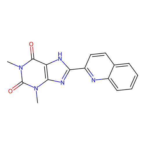 1,3-dimethyl-8-(quinolin-2-yl)-3,7-dihydro-1H-purine-2,6-dione structure