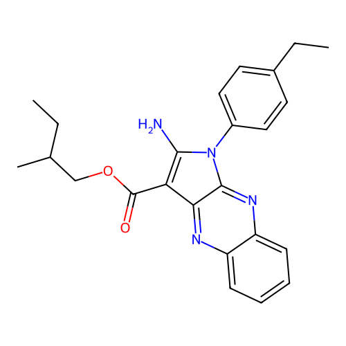 2-methylbutyl 2-amino-1-(4-ethylphenyl)-1H-pyrrolo[2,3-b]quinoxaline-3-carboxylate structure