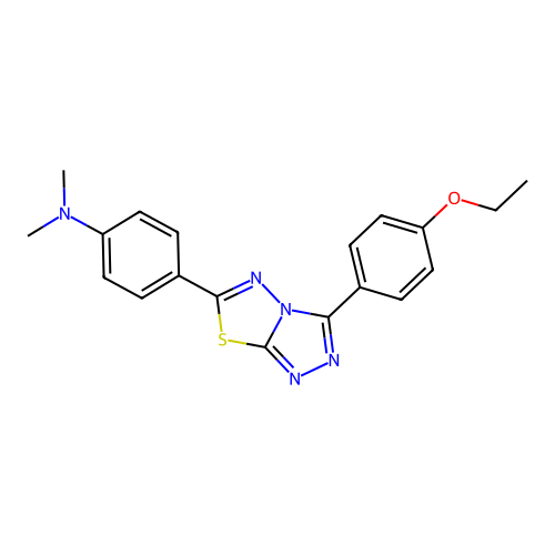 4-(3-(4-ethoxyphenyl)-[1,2,4]triazolo[3,4-b][1,3,4]thiadiazol-6-yl)-N,N-dimethylaniline structure