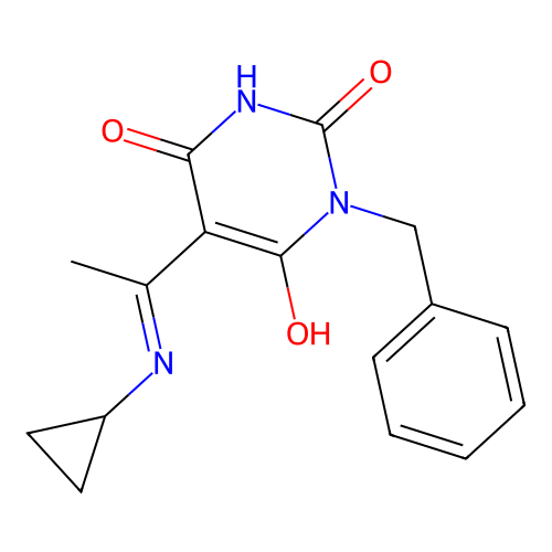 1-benzyl-5-[1-(cyclopropylamino)ethylidene]-1,3-diazinane-2,4,6-trione structure