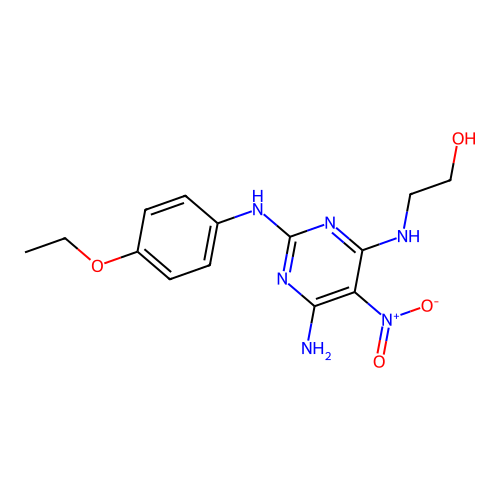 2-((6-Amino-2-((4-ethoxyphenyl)amino)-5-nitropyrimidin-4-yl)amino)ethanol structure