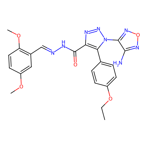 (E)-1-(4-amino-1,2,5-oxadiazol-3-yl)-N'-(2,5-dimethoxybenzylidene)-5-(4-ethoxyphenyl)-1H-1,2,3-triazole-4-carbohydrazide structure