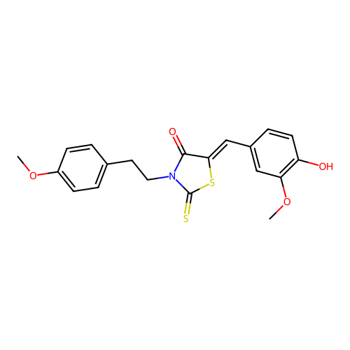 (Z)-5-(4-hydroxy-3-methoxybenzylidene)-3-(4-methoxyphenethyl)-2-thioxothiazolidin-4-one structure