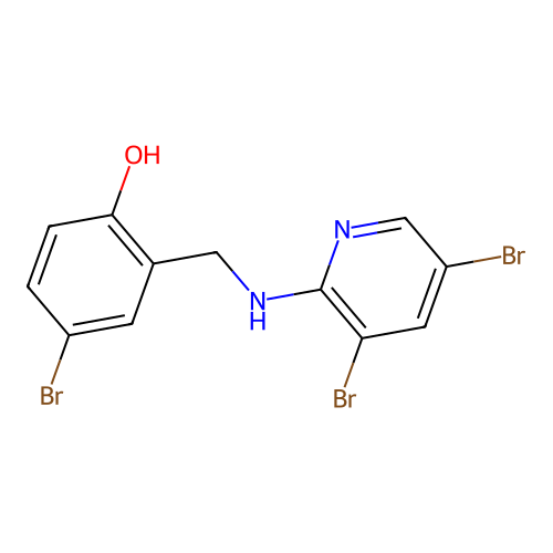 4-Bromo-2-(((3,5-dibromopyridin-2-yl)amino)methyl)phenol structure