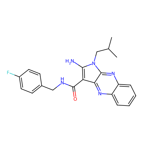 2-amino-N-(4-fluorobenzyl)-1-(2-methylpropyl)-1H-pyrrolo[2,3-b]quinoxaline-3-carboxamide structure
