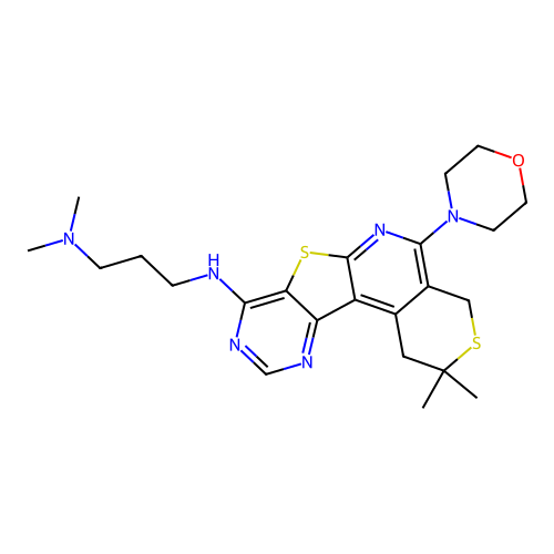 N'-(2,2-Dimethyl-5-morpholin-4-yl-1,4-dihydro-2H-3,7-dithia-6,9,11-triaza-benzo[c]fluoren-8-yl)-N,N-dim ethyl-propane-1,3-diamine structure