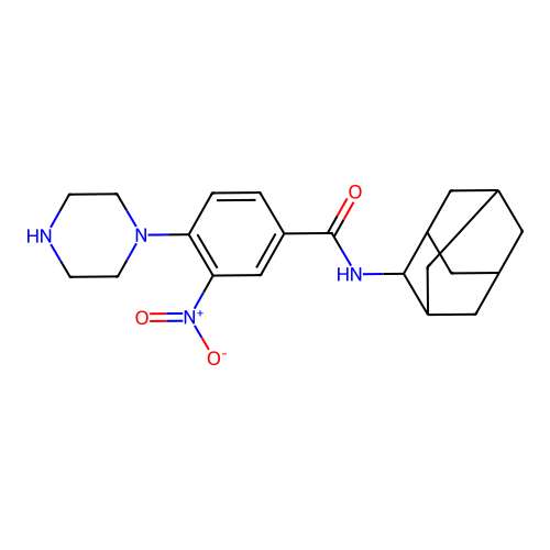 N-Adamantan-2-yl-3-nitro-4-piperazin-1-yl-benzamide structure